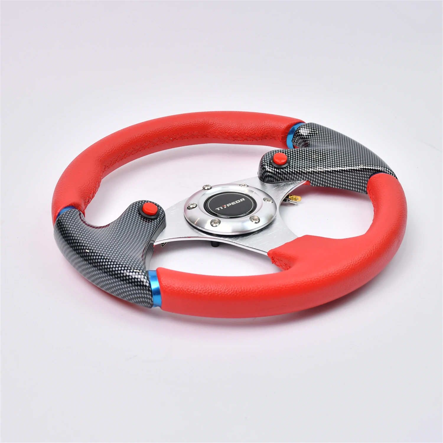 Tiypeor Universal 320MM PVC red car Steering Wheel with flat bracket