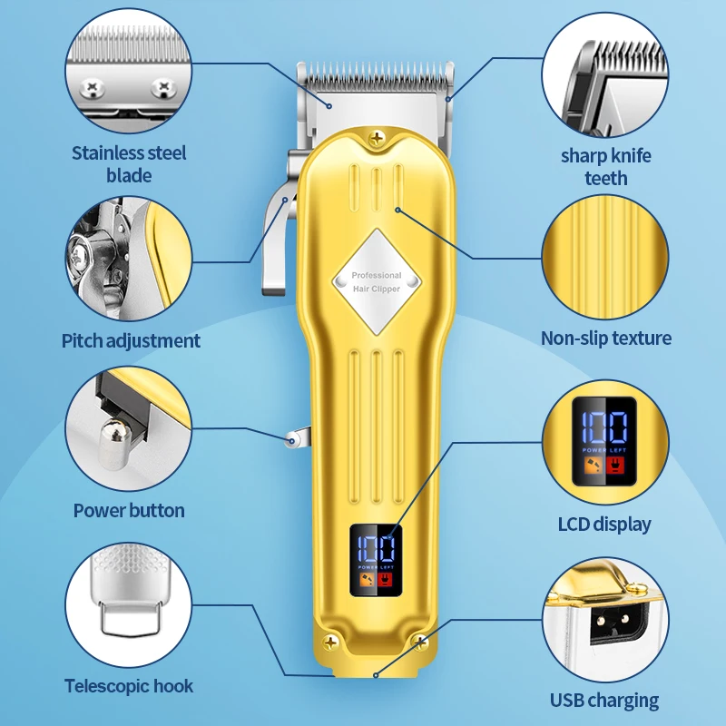 RESUXI-cortadora de pelo y Afeitadora eléctrica profesional para hombre, máquina de afeitar 3 en 1 para Barbero, 973