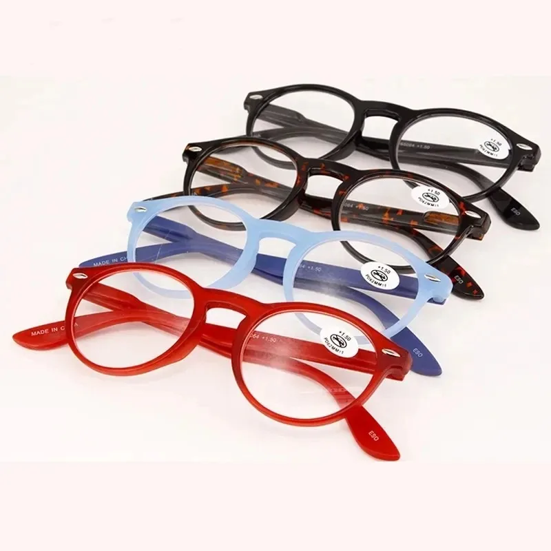 Modische Runde Lesebrille für Damen Runde Computerbrille Altersweitsichtigkeit Weitsichtigkeit Brille+0+1,0+1,5+2,0+2,5+3,0+3,5+4,0