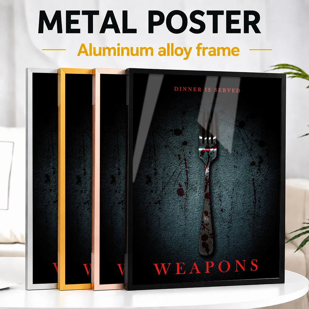Weapons Movie Metal Poster With Aluminum Alloy Frame Customized Typographic Wall Art For Film Screening Room, Cinema Fan Gift