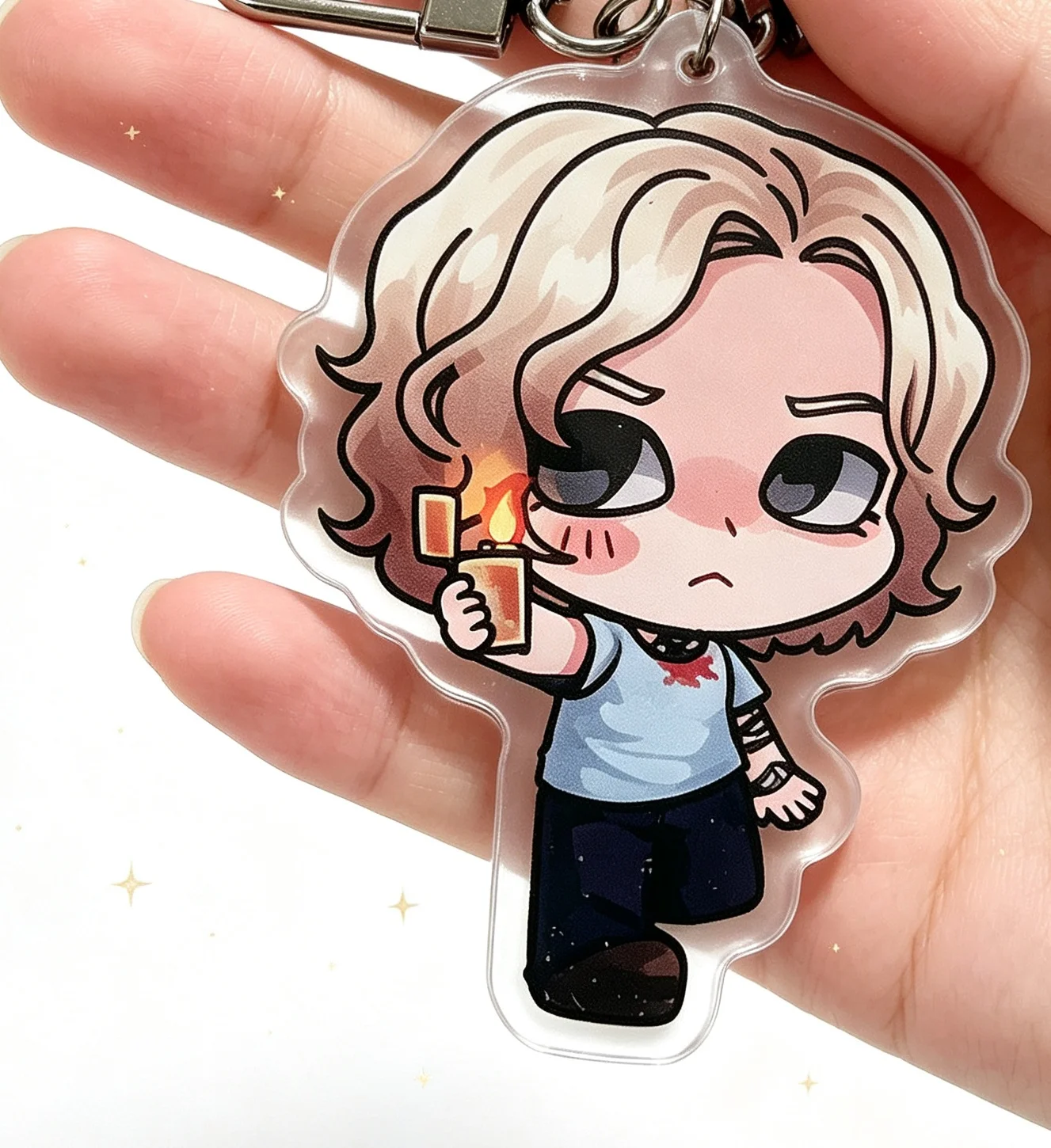 Horror Game Q Version Character Acrylic Keychain, Cute Chibi Male Figure Backpack Pendant Collection Fan Gift re9 leon