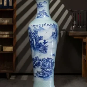 Ceramic high-end hand-painted floor vase living room hotel villa Chinese decoration opening ornaments gifts