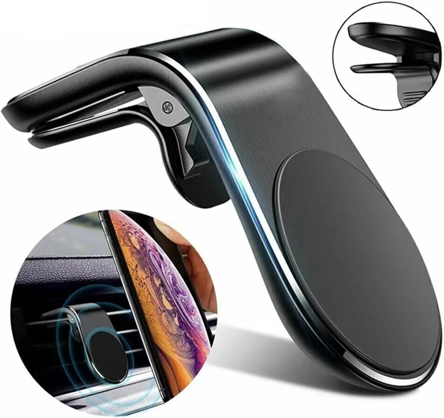 Soporte Universal para Teléfono Celular, Clip Magnético para Rejilla de Ventilación de Auto, Soporte para GPS, Soporte para Celular, Base para Automóvil