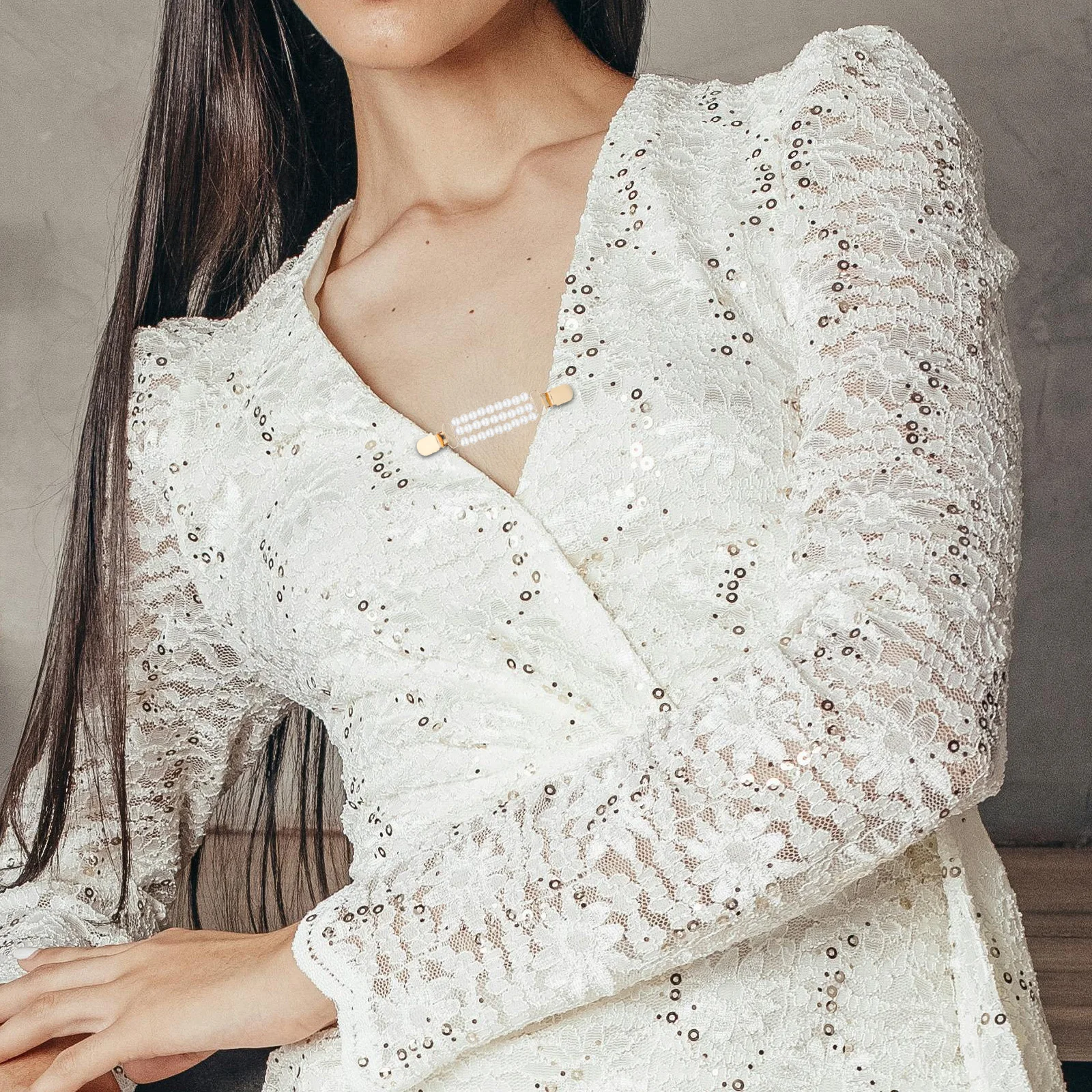 

Pearl Sweater Clip For Women Shawl Chain Clasp Vintage Dress Shirt Brooch Closure Clothing Accessories Shawl Pin