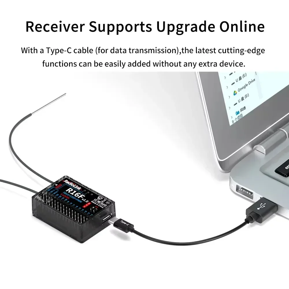 Radiolink Nuovo R16F RC Ricevitore 16 Canali 2.4G Giroscopio Auto Trasmissione di Tensione Telemetria 600m Lungo Raggio RX RC Auto Barca Aereo
