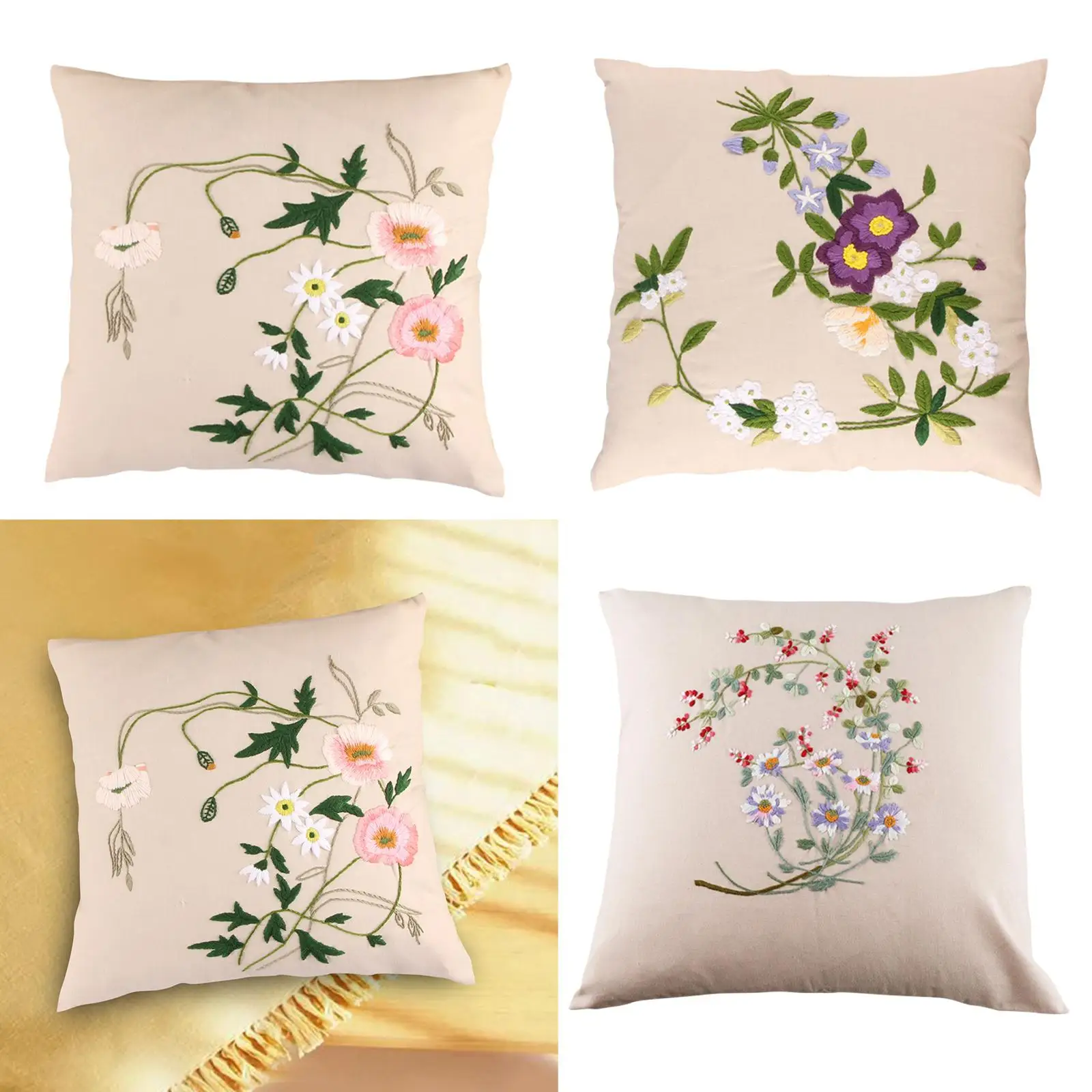 Modern Pillow Cover Cross Stitch Embroidery Pillowcase Needlework Decor