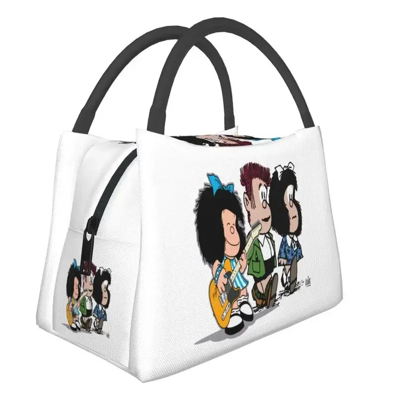 

Custom Quino Comics Mafalda Lunch Bags Men Women Thermal Cooler Insulated Lunch Boxes for Work Pinic or Travel