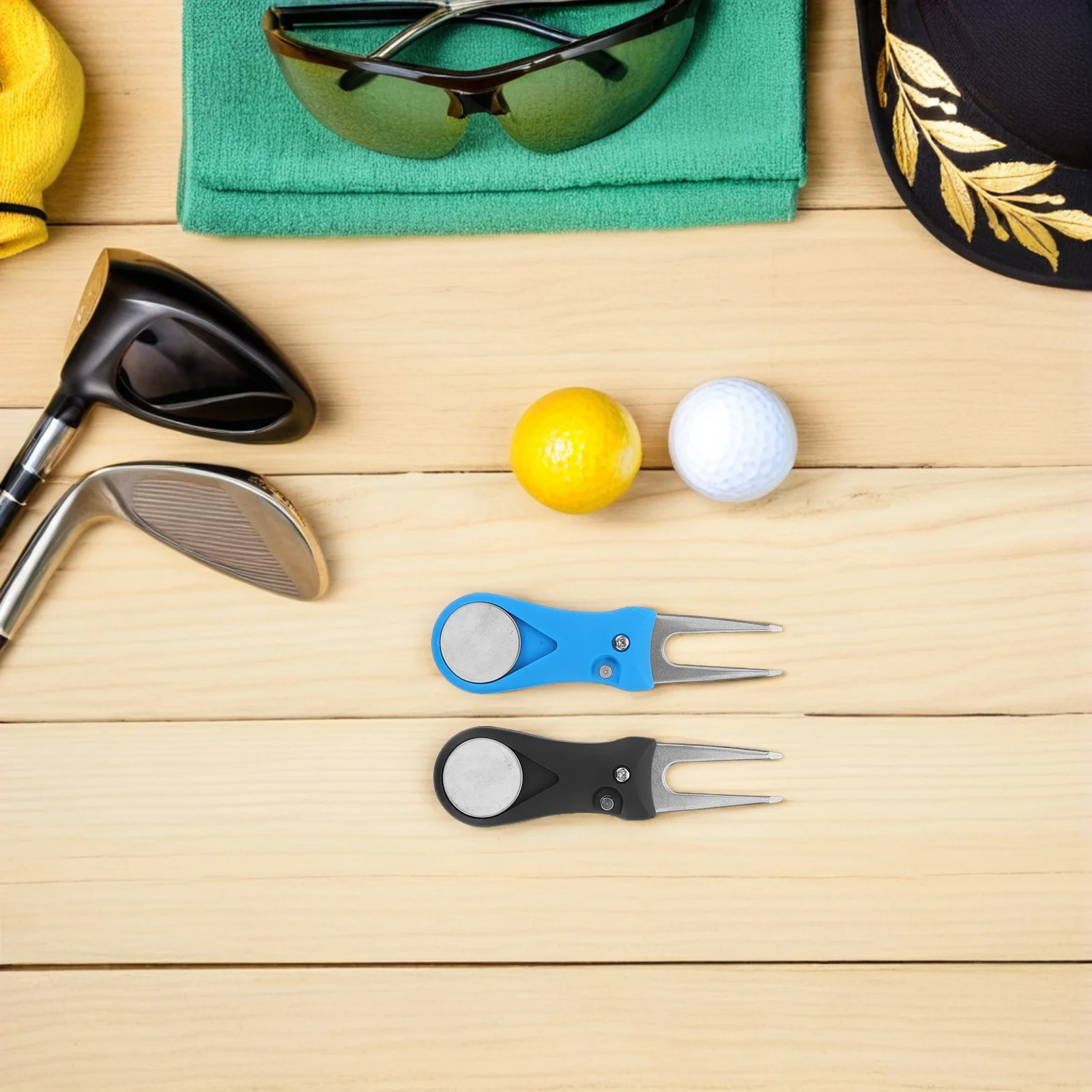 2 قطعة أداة ديفوت معدنية جولف الأخضر إصلاح شوكة الدقة العشب الاختراق تصميم قابل للطي لصيانة علامات الكرة جولف #6