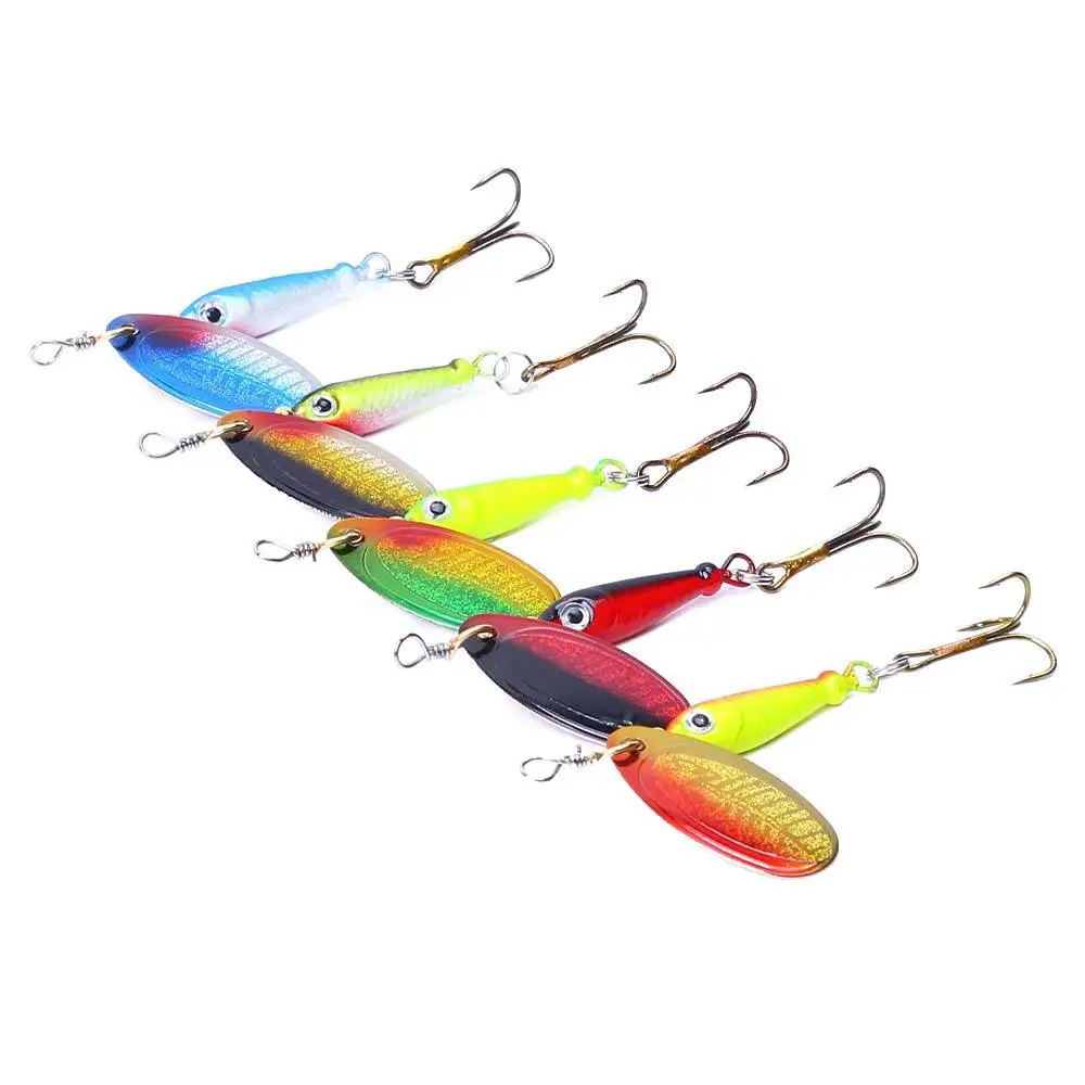 1 pcs  Metal Composite Spinner 5.5cm 8.6g Single-hook Micro Long-cast Type Feather-hook Lure Colorful Spinning Spinner Lure