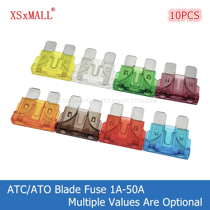 10PCS Medium Standard ATC ATO Blade Fuse Insert Zinc Pin 1A 2A 3A 4A 5A 7.5A 10A 15A 20A 30A 40A 50A Refitted For Auto Car Truck