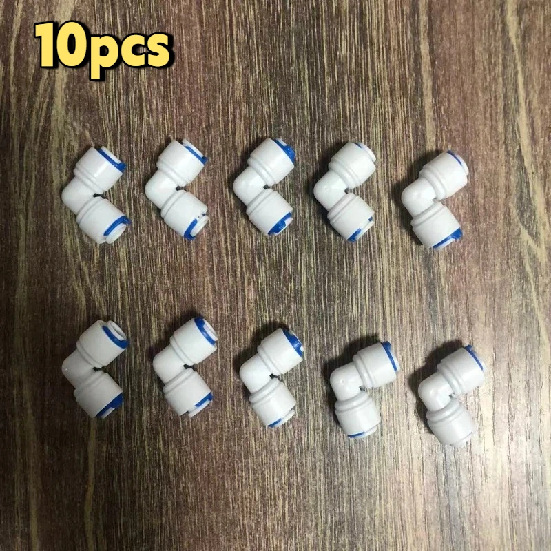 10pcs 1/4 Inch Tube to 1/4 Inch Tube Push Fit Elbow Quick Connect Fitting Set of 10 for RO Water Filtration System