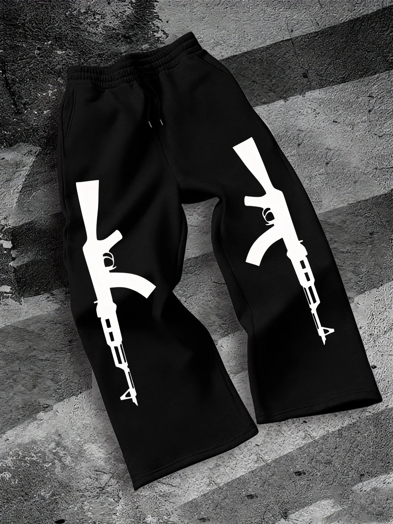 Men's Print Straight‑Leg Pants, Hip Hop Streetwear Casual Sports Joggers, Daily Wear Fashion Sweatpants Trousers S‑3XL