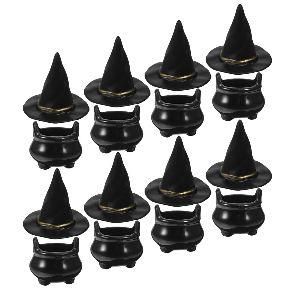 10/24Pcs Miniature Witch Cauldron Mini Cauldron Model Halloween Mini Kettles Witch Boiler Can DIY Ghost Festival Little Toy