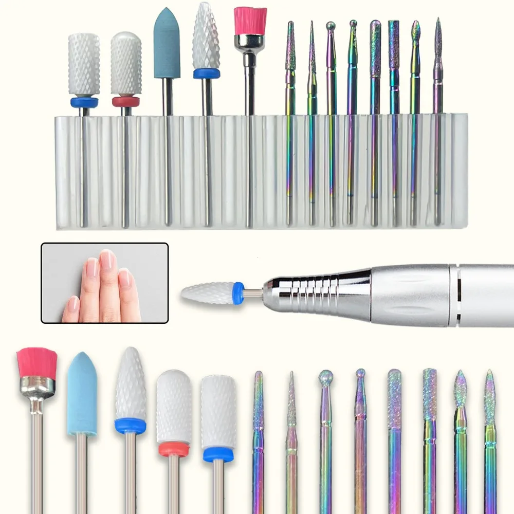 13 Pcs/box Professional Ceramic Nail Drill Bit Set Electric Manicure Nail File Bit For Acrylic Gel Nails And Cuticles