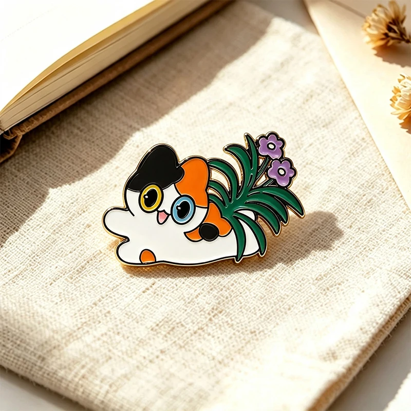 Garden Floral Cat Pins 6-style Enamel Sunflower Lotus Ragdoll Siamese Cartoon Kitten Brooch Pin On Bags Clothes Lapel Badge Gift