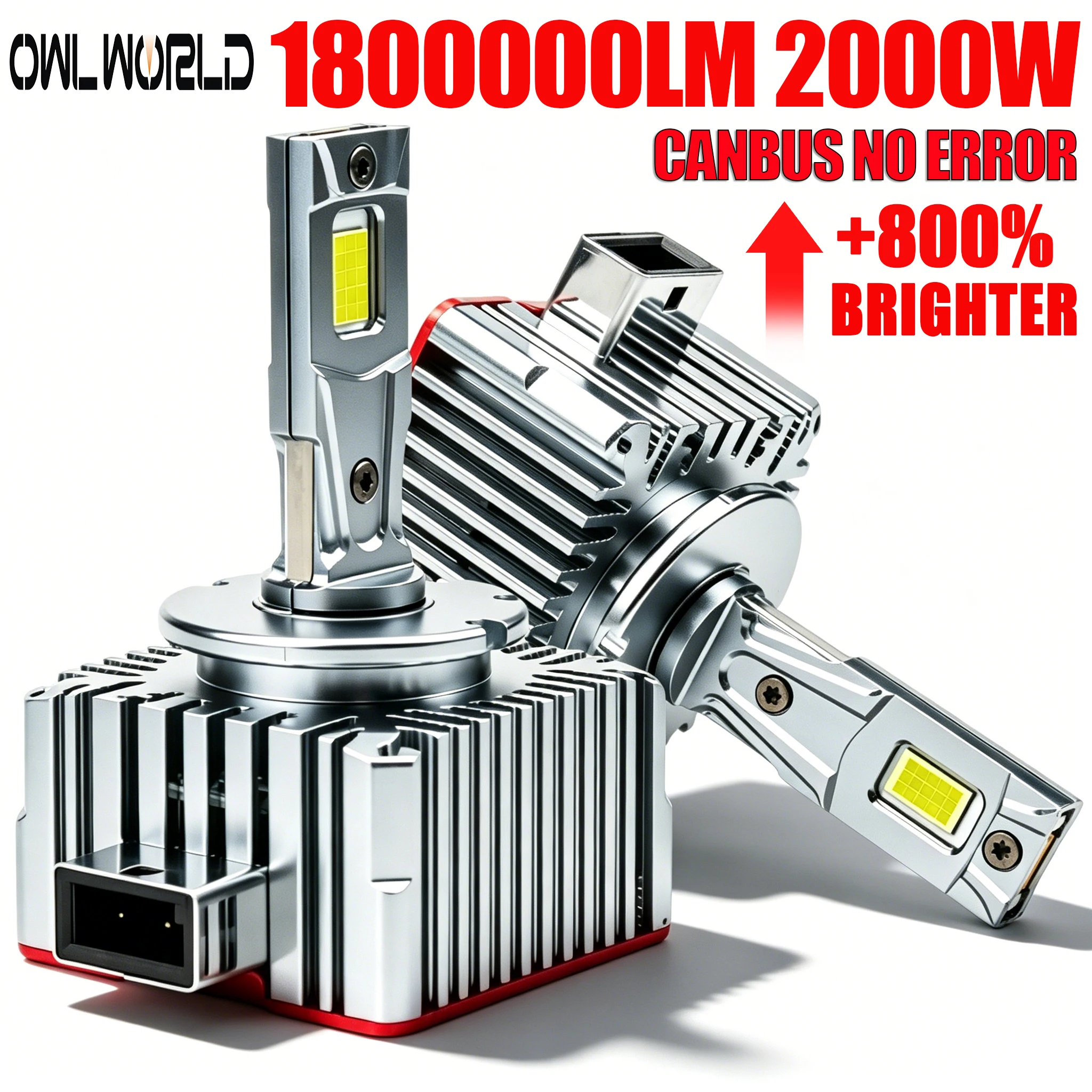 Phare LED D3S D1S 1800000LM avec ventilateur, ampoule de phare LED D1R D3R D2S D4S, éclairage automobile D2R D4R, lumières blanches 6000K avec ventilateur turbo