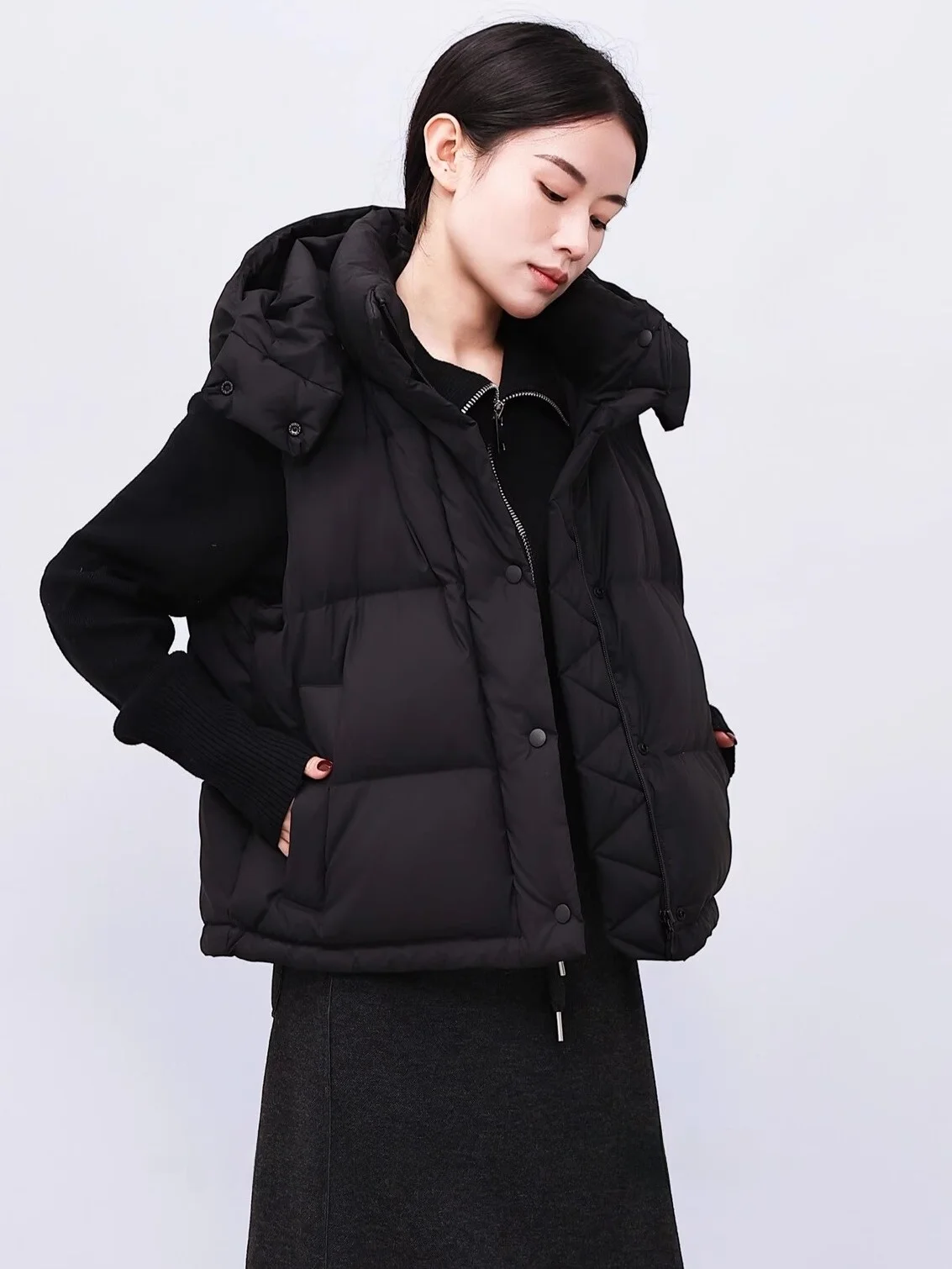 

Women's ort Casual Faionable Warm Du down Jaet 2024 Winter New Korean Sle Vest Coat White Du Feather Quilted