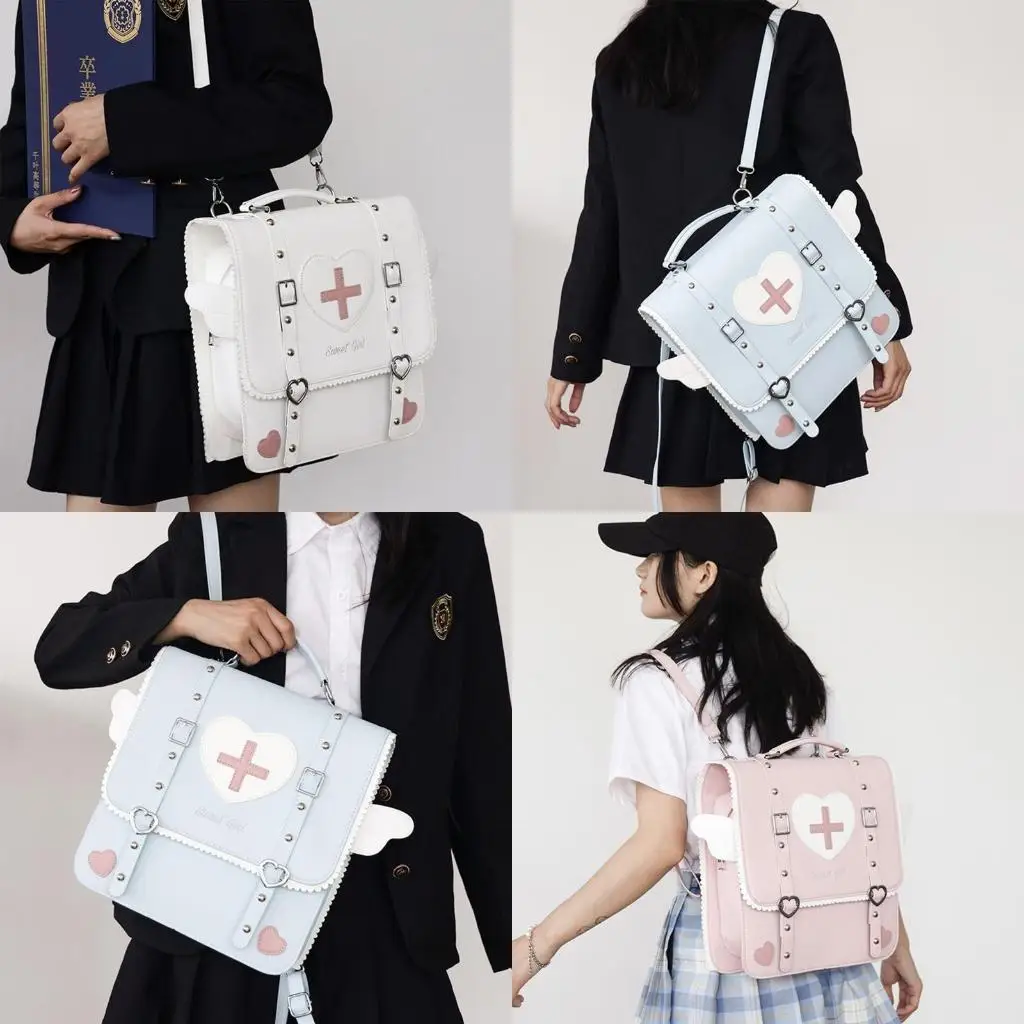

D46D Backpack PU Leather Bookbag Travel Casual Ladies JK Shoulder Bag