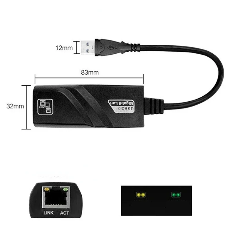 Usb 3.0 com fio para rj45 lan ethernet adaptador 10/100mbps cabo de rede para xiaomi mi caixa pc windows 10 usb 3.0 adaptador de placa de rede