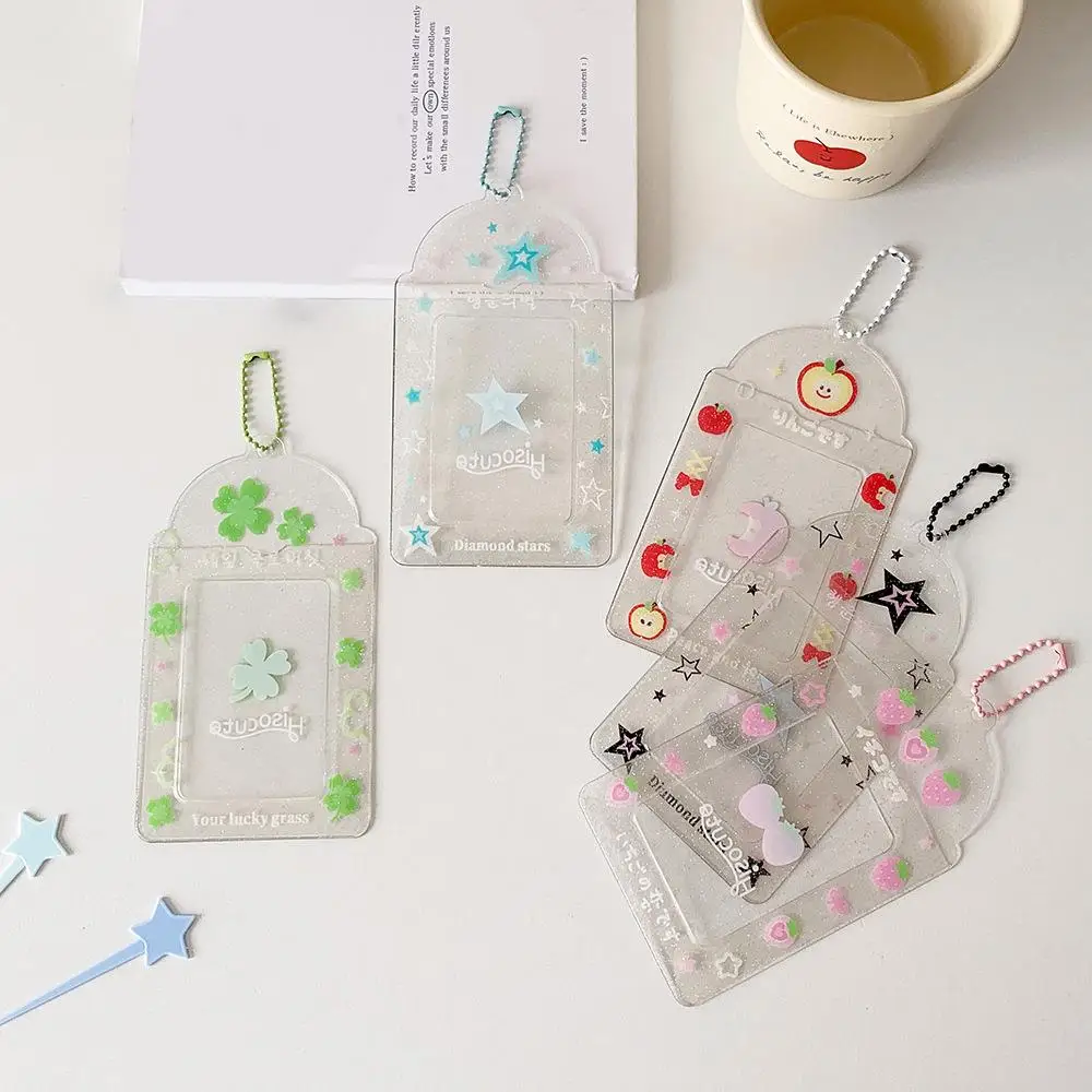 

Sweet INS Photo Card Holder Photocard Holder Glitter Card Sleeve Transparent Cute DIY Cartoon Keychain Photo Cover Sleeves