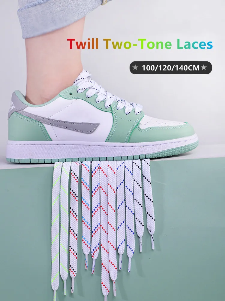 New Twill Two-Tone Shoelaces for Sneakers Flat Shoelace AF1 Pattern Premium Colorful Shoe Laces Athletic Unisex Shoestring 1pair