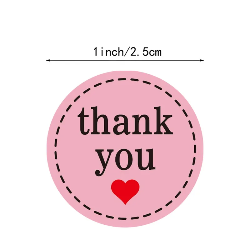 100-500pcs Pink Paper Thank You Stickers Scrapbooking Wedding Stickers Party Favors Envelope Seal Labels Stationery Stickers