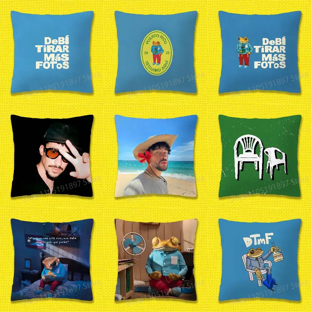 

B-Bad B-Bunny DeBi TiRAR MaS FOToS DTMF Throw Pillow Case For 45x45cm 40x40cm 50x50cm 30x30cm Square Car Pillowcase Shell
