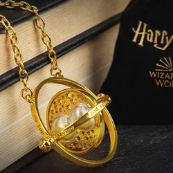 Movie Peripherals Time Converter Necklace Harries Potters Rotatable Hourglass Pendant Snitch Necklace Women's Jewelry Gifts