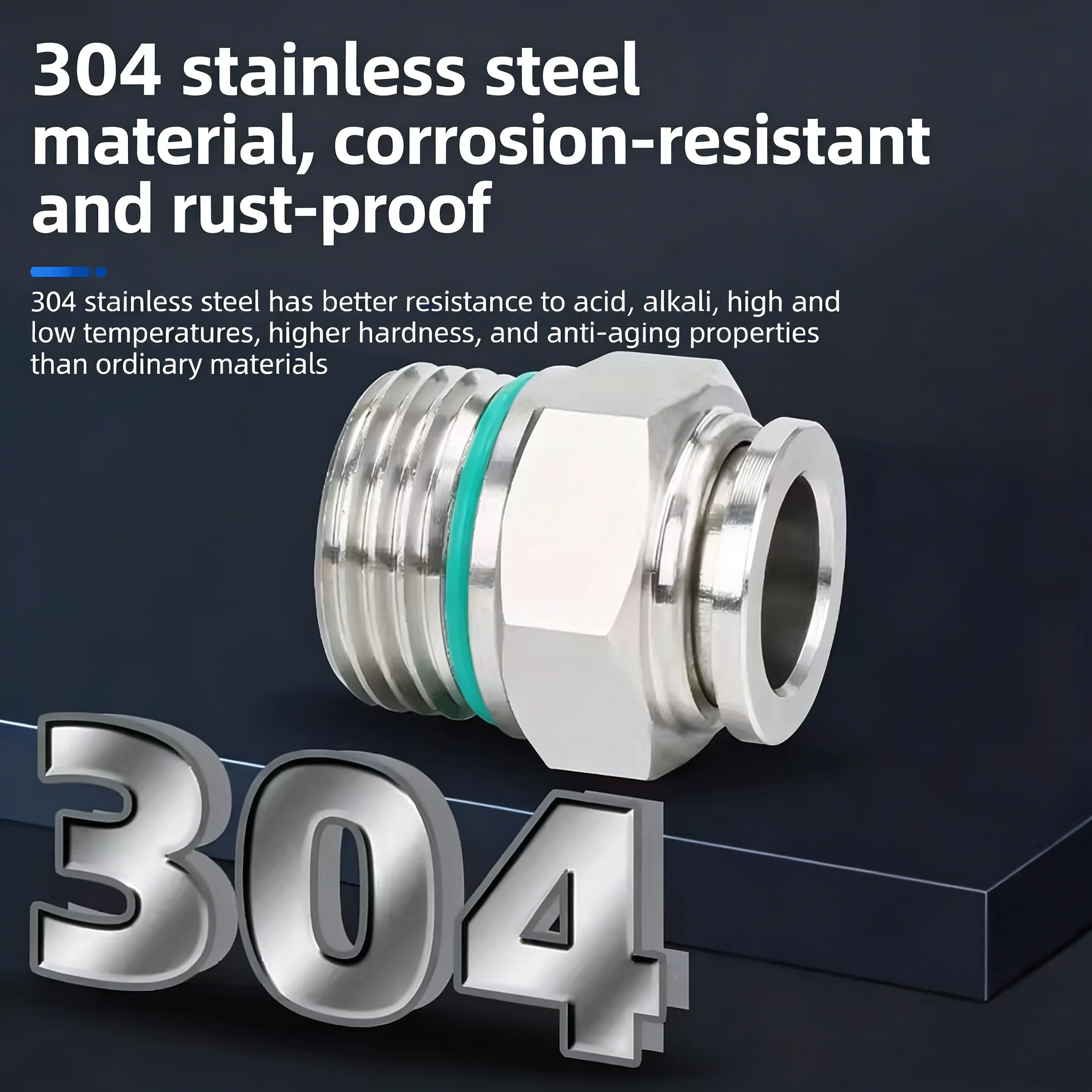 10pcs/304/stainless/steel/quick-insertion/tracheal/joint/pneumatic/quick/connector/straight/through/PC8-02mm/high/temperature/an