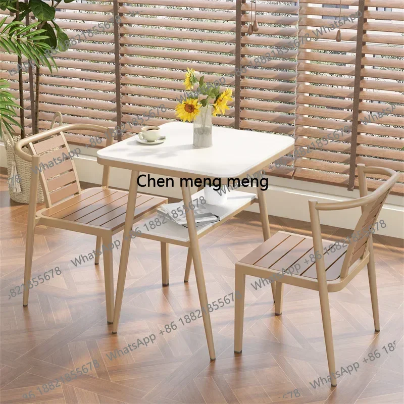 

Outdoor rock slab tea table light luxury small apartment living room balconyhousehold high-end small tea one