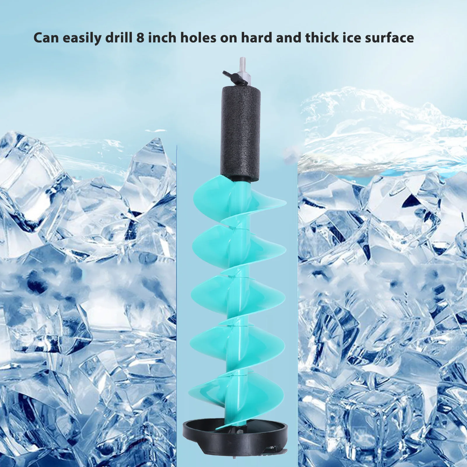 28.7 In Ice Auger Drill Bit 8 Inch Diameter 28.7 Inch Length Floatable Carbide Nylon Ice Fishing Drill Bit