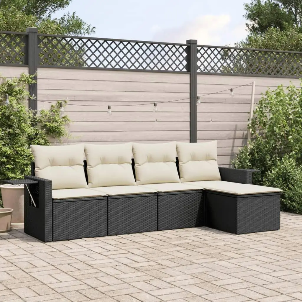 

Garden Sofa Set Black Cream White Outdoor Furniture Cozy Seating for Patio Deck Yard Living Room