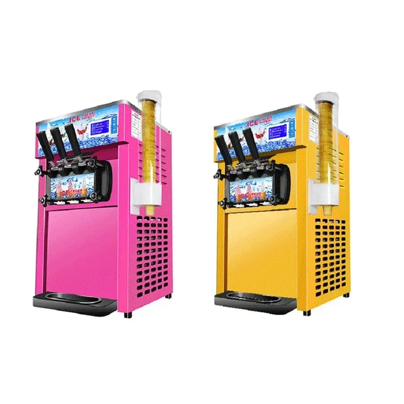 Electric 220/110V Soft Ice Cream Machine with 3 Different Flavors Fruit Freezer Hard Mixing Ice Cream Making Machine