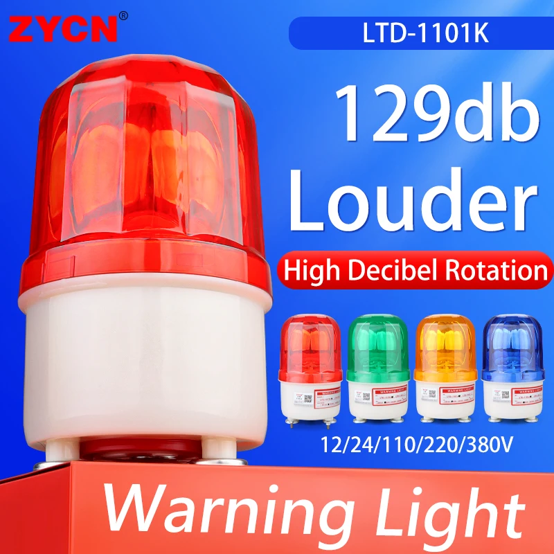 

LTE-1101K Indicator Light Rotating Beacon Warning Sound Strobe Alarm Lamp Yellow Blue Red Anti-Theft With Buzzer 12V/24V/220V