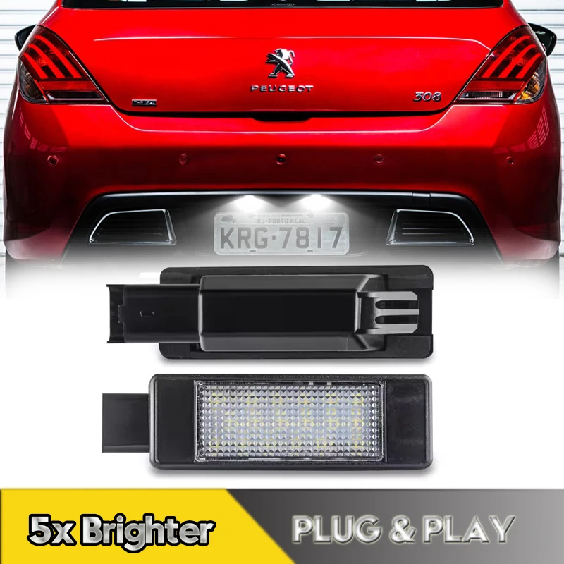 

2Pcs LED Number License Plate Lights Lamps For Peugeot 207 308 2008 208 3008 Citroen C3 C4 C5 Picasso Canbus White OEM#6340G3