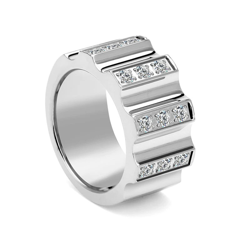 VAROLE Punk Shining Zircon Ring For Women Stainless Steel PVD 18K Gold Color Rings Fashion Graduation Jewerly Anillos