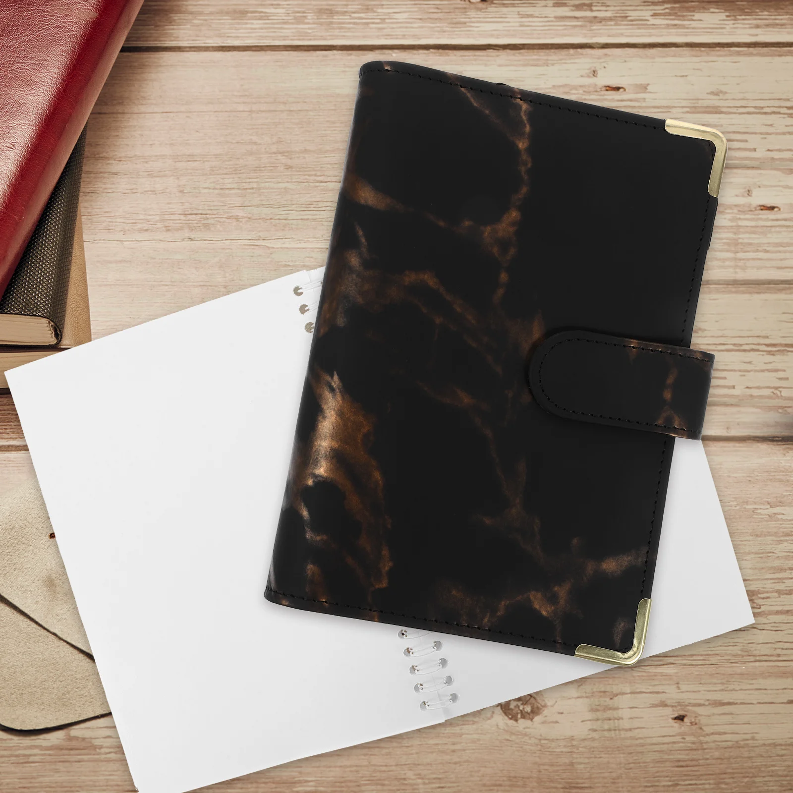 6-Ring Binder Cover A6 Notebook Cover Budget Planner Shell Exquisite Gift Protective Notepad Decorative Accessory