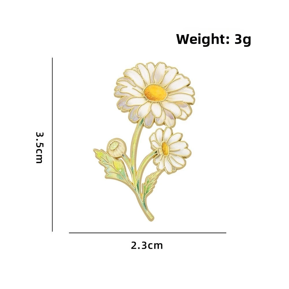 Assorted Colors Flower Brooches Botanical Design 12 Piece Set Enamel Flower Pins Metal Pin Back Enamel Material