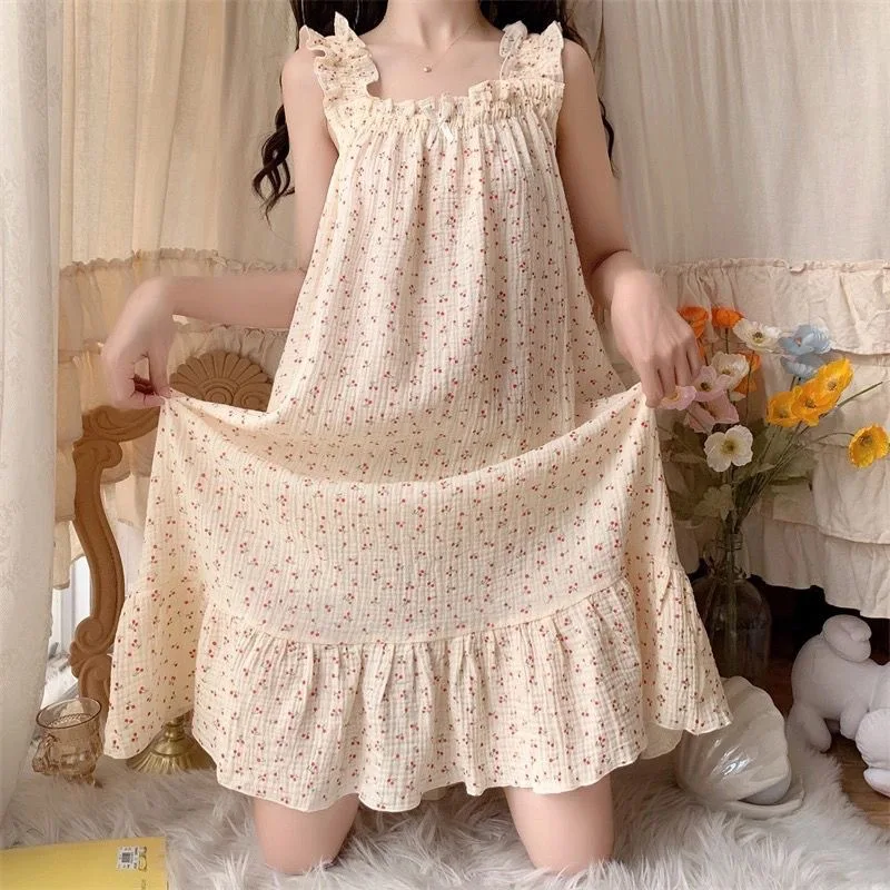 Neues Koreanisches Bubble Wrinkle Pyjama-Set im Ins-Stil, Locker Sitzender Süßer Damen-Nachthemd, Lässiges Hauskleid, Dropshipping