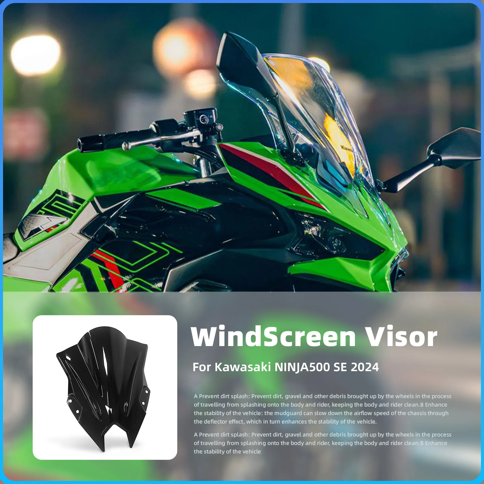 فقاعة مزدوجة للزجاج الأمامي للدراجات النارية لـ KAWASAKI Ninja 500 Ninja500 NINJA 500 NINJA500 SE 2024 2025 #2