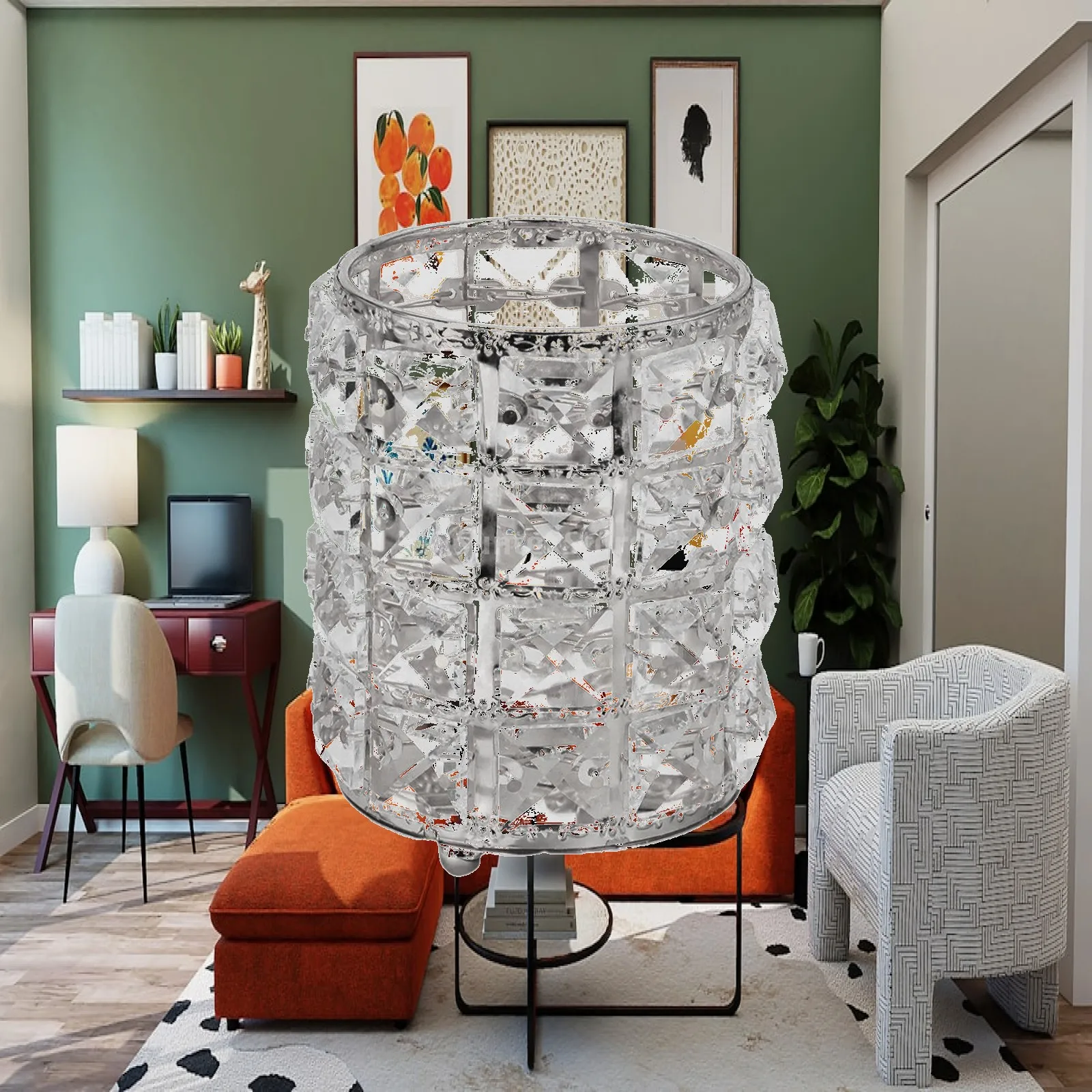 Crystal Vanity Brush Holder Makeup Organizer Metal Storage for Bathroom Office Desk Pen Container Gift