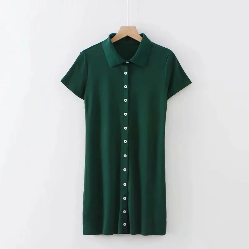 Vestido camisero recto de un solo pecho adelgazante a la moda europea y americana para mujer