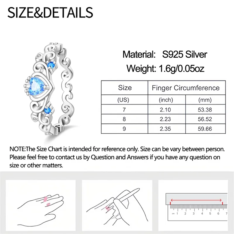 Ringe für Frauen, 100 % 925er Sterlingsilber, rosa Herz, Krone, Stern, Mond, Schneeflocke, Zirkon, Ringe, Mode, Verlobung, Hochzeit, Schmuck – Detail 4