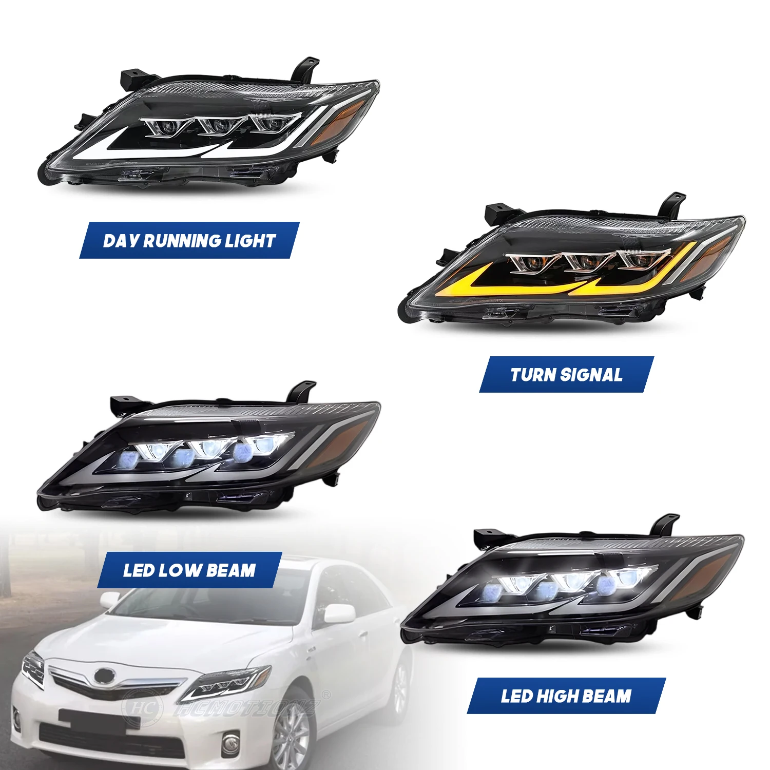 2026 HCMOTIONZ LED Head Lights for Toyota Camry 2010-2011 XV40 Front Lamps Assembly Daihatsu Altis US Version