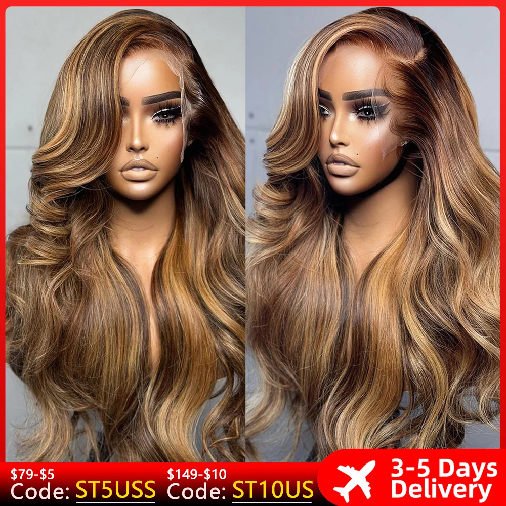 13x4 Highlight Ombre Lace Front Wig Human Hair Wigs For Women Honey Blonde Colored Wig Body Wave 13x6 Lace Frontal Wig