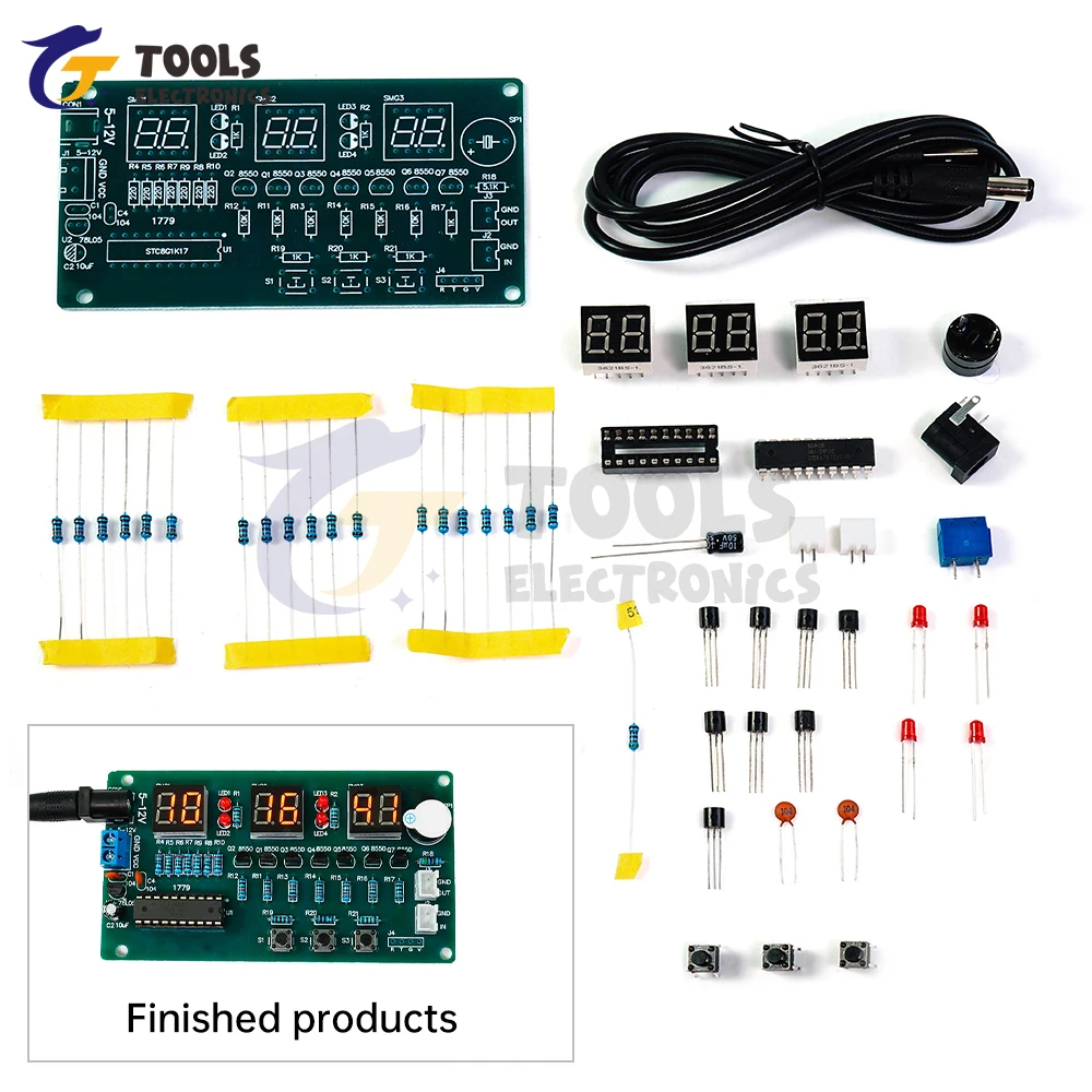 Red Display Digital Clock Module Electronic Kit C51 Electronic Clock DIY Kit DC 5-12V LED Digital Horologe Suite Timer Module