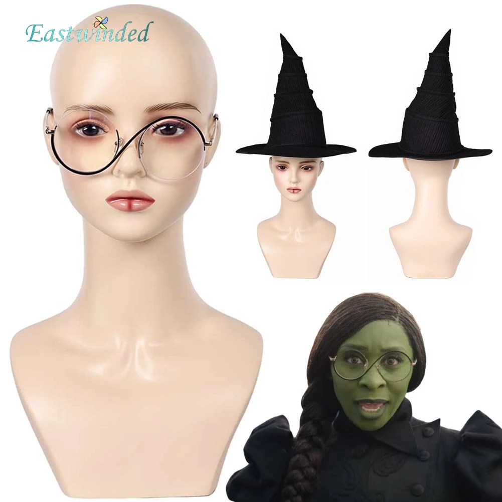 elphaba-cosplay-oculos-lisos-bruxa-malvada-chapeu-preto-2024-filme-malvado-acessorios-traje-bruxa-roleplay-disfarce-prop