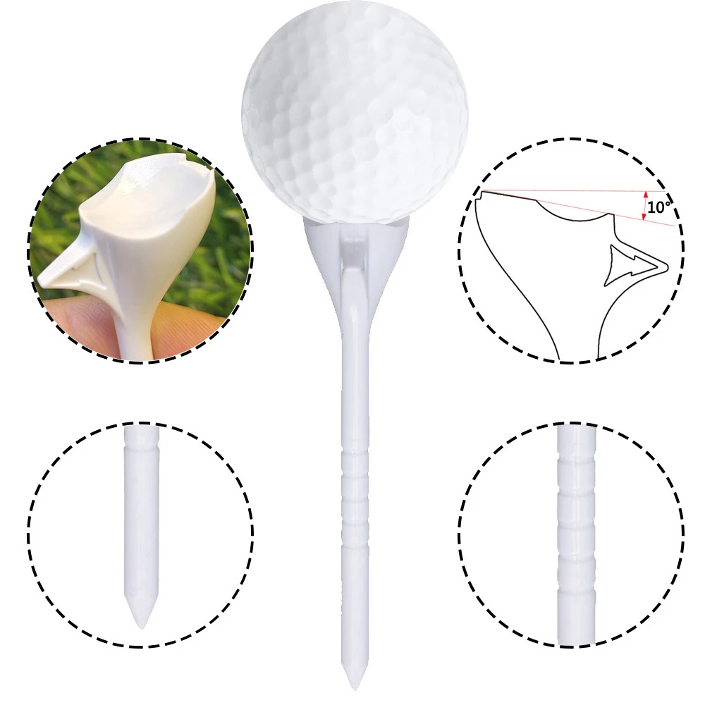 Golf Training Ball Tee, Aumentar a velocidade da bola, Reduzir Lateral Spin, Outdoor Sport Acessórios, 10 ° Tees