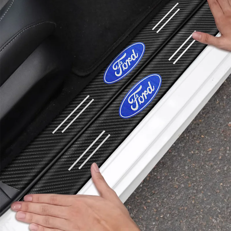 Carbon Fiber Car Door Sill Threshold Anti Scratch Protector Sticker For Ford Fiesta Focus 2 3 MK2 MK3 Ranger Mondeo Fusion Kuga