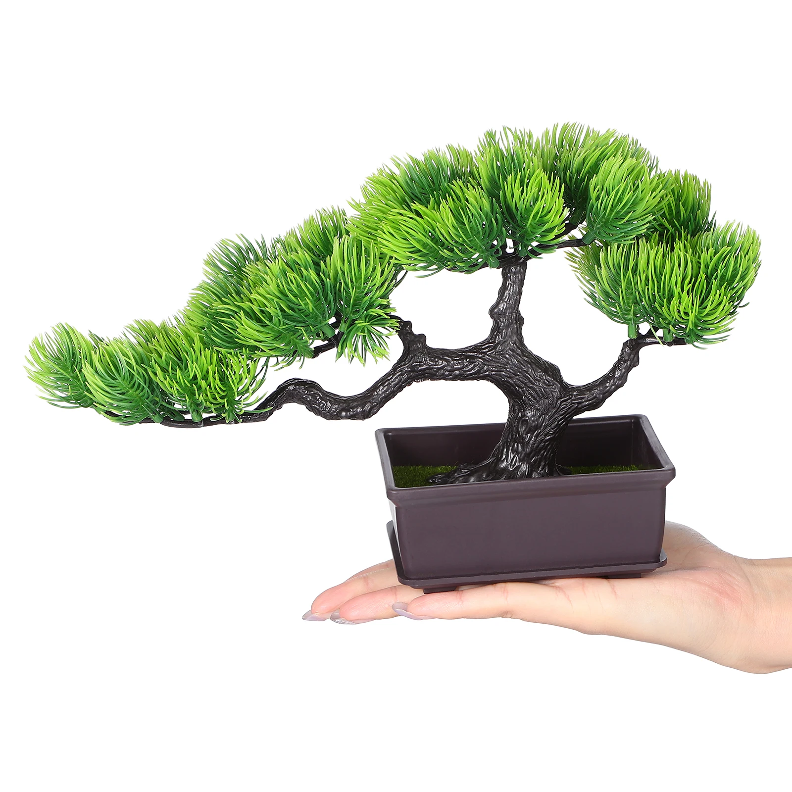 

Tree Potted Faux Japanese Pine Bonsai Simulation Zen Garden Fake Plant For Home Office Indoor Decor Desktop Display